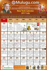 New York  (City in New York (NYC)
 Telugu Calendar 2017 July with Tithi, Nakshatram, Durmuhurtham Timings, Varjyam Timings and Rahukalam (Samayam's)Timings