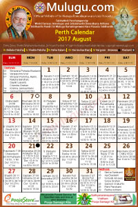 Perth) Telugu Calendar 2017 August with Tithi, Nakshatram, Durmuhurtham Timings, Varjyam Timings and Rahukalam (Samayam's)Timings