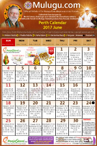 Perth) Telugu Calendar 2017 June with Tithi, Nakshatram, Durmuhurtham Timings, Varjyam Timings and Rahukalam (Samayam's)Timings