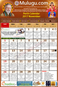 Perth) Telugu Calendar 2017 November with Tithi, Nakshatram, Durmuhurtham Timings, Varjyam Timings and Rahukalam (Samayam's)Timings