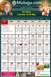 Atlanta (USA) Telugu Calendar 2018 May with Tithi, Nakshatram, Durmuhurtham Timings, Varjyam Timings and Rahukalam (Samayam's)Timings