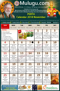 Perth (USA) Telugu Calendar 2018 November with Tithi, Nakshatram, Durmuhurtham Timings, Varjyam Timings and Rahukalam (Samayam's)Timings