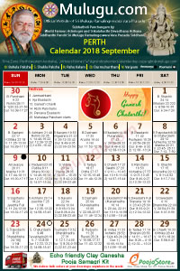 Perth (USA) Telugu Calendar 2018 September with Tithi, Nakshatram, Durmuhurtham Timings, Varjyam Timings and Rahukalam (Samayam's)Timings