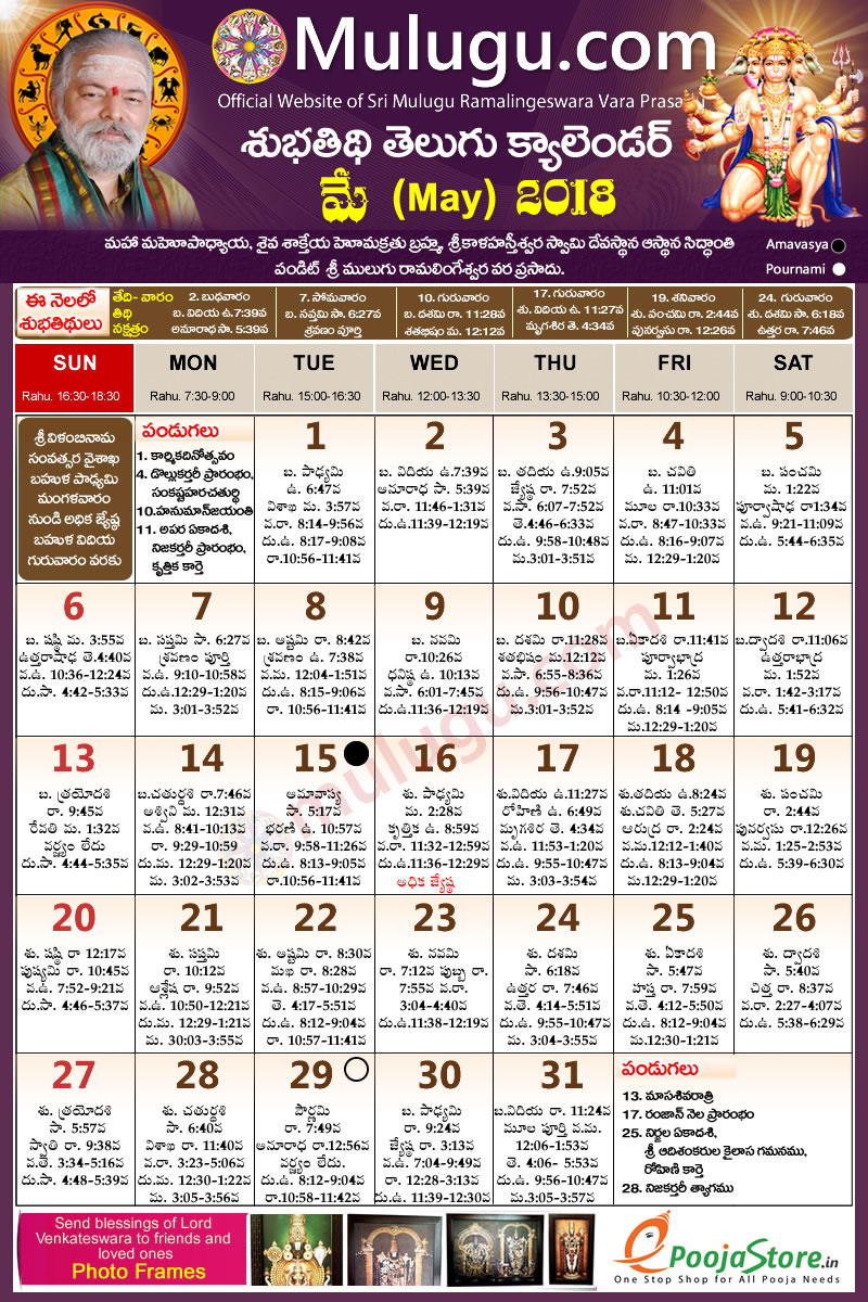 Telugu panchangam 2018