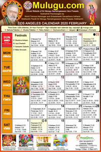 Detroit (City in Michigan) Telugu Calendar 2020 February with Tithi, Nakshatram, Durmuhurtham Timings, Varjyam Timings and Rahukalam (Samayam's)Timings