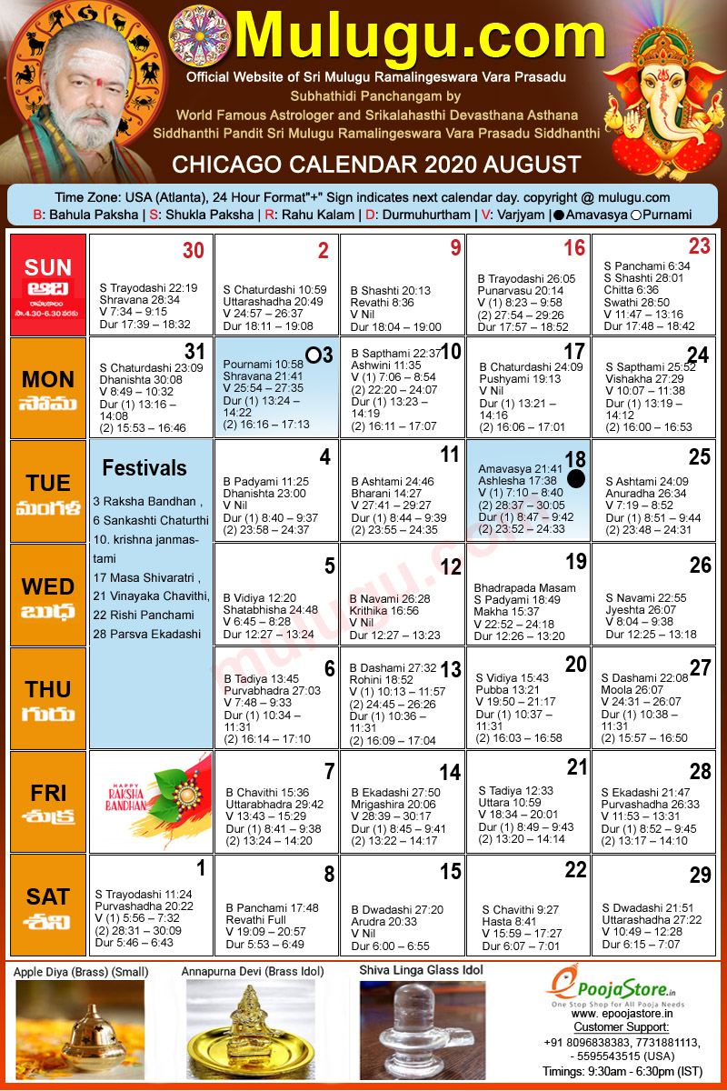 Chicago Telugu Calendar 2021 Printable March