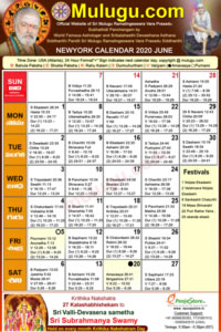 Chicago (USA) Telugu Calendar 2020 June with Tithi, Nakshatram, Durmuhurtham Timings, Varjyam Timings and Rahukalam (Samayam's)Timings