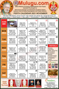 Perth (USA) Telugu Calendar 2021 November with Tithi, Nakshatram, Durmuhurtham Timings, Varjyam Timings and Rahukalam (Samayam's)Timings