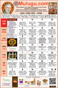 Chicago (USA) Telugu Calendar 2022 April with Tithi, Nakshatram, Durmuhurtham Timings, Varjyam Timings and Rahukalam (Samayam's)Timings