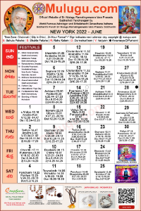 Chicago (USA) Telugu Calendar 2022 June with Tithi, Nakshatram, Durmuhurtham Timings, Varjyam Timings and Rahukalam (Samayam's)Timings