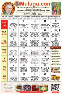 Perth (USA) Telugu Calendar 2022 May with Tithi, Nakshatram, Durmuhurtham Timings, Varjyam Timings and Rahukalam (Samayam's)Timings