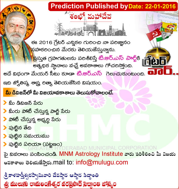  Mulugu Prediction Greater Hyderabad Municipal Corporation  Elections 2016